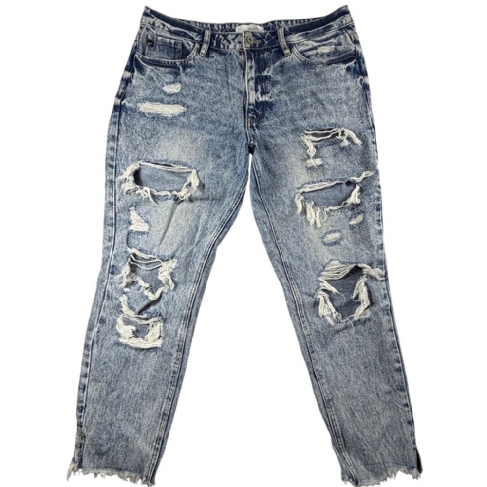 KanCan Women's Acid Wash Distressed Denim Jeans Cut Off Hem Size 7
